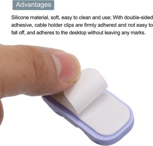 MECCANIXITY Cable Clips Organizer for Desk - 4 Slot Silicone Adhesive Wire Holders for USB Cable, Black