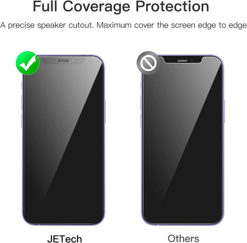 JETech Full Coverage Screen Protector for iPhone 12 mini 5.4-Inch, 9H Tempered Glass Film Case-Friendly, HD Clear, 3-Pack