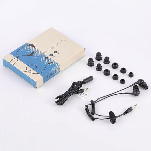 AGPTEK IPX8 Waterproof Black In-Ear Earphones with Coiled Cable & Stereo Audio Extension for Swimming.