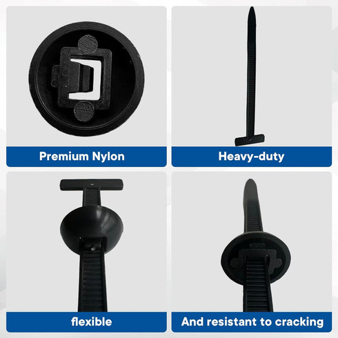 GIroiyai 100 Pcs Nylon Universal Cable Tie Buckle Heavy Duty Sided Snap Fit Zip Ties with Button Lock, UV Resistant