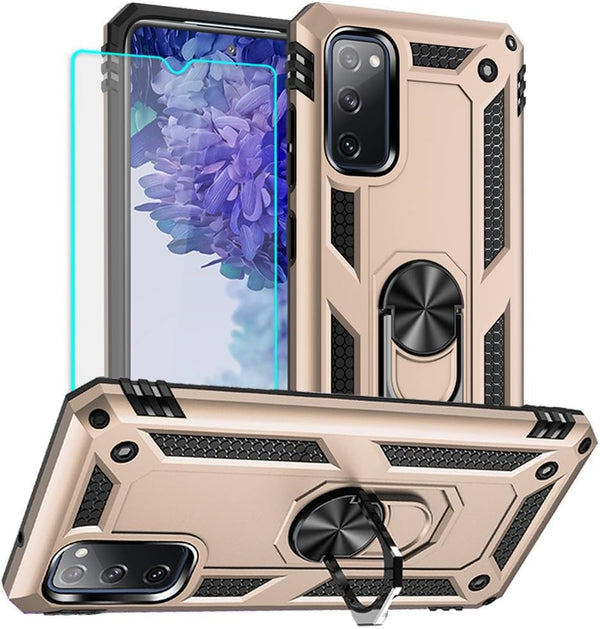 Yiakeng Samsung Galaxy S20 FE Case with HD Screen Protector, Military Grade Protective Case with Ring