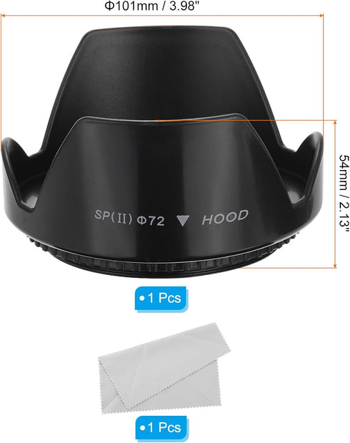 PATIKIL 72mm Camera Lens Hood, Flower Lens Hood Protector with Cloth for Anti-Reflection Blocks Excess Sunlight Enhance Camera Photography for Nikon, for Fujifilm, for Pentax, for Leica