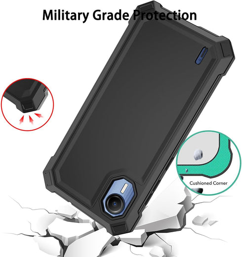 Cricket Debut S2 Case with Tempered Glass Screen Protector, 360 Full-Body Soft TPU Bumper Shockproof Cover