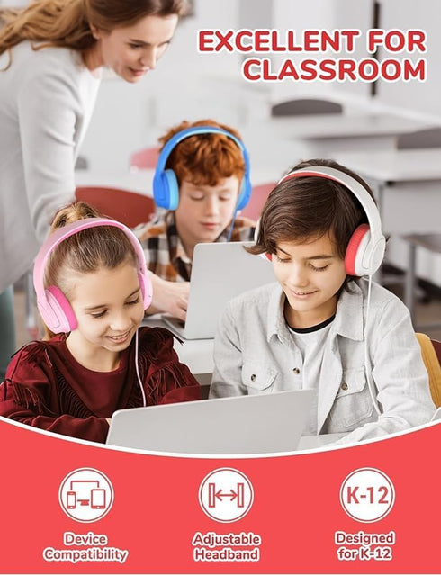 iClever Kids Headphones, 85dBA Safe Volume, Tangle Free, Swivel Foldable, 3.5mm Jack, Bulk 5 Pack for School/Classroom