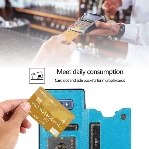 Samsung Galaxy Note 9 Case with Tempered Glass Screen Protector, Leather Wallet Phone Case for Women