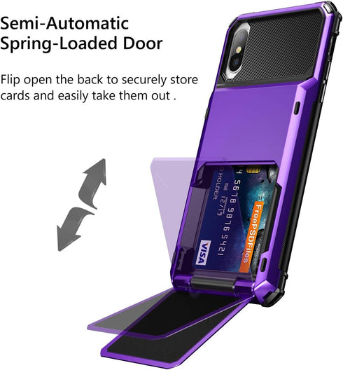 Vofolen Case for iPhone Xs Max, Wallet ID Slot, Credit Card Holder, Scratch Resistant Dual Layer Protective Cover