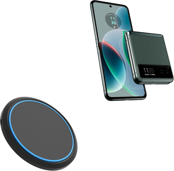 BoxWave Charger Compatible with Motorola razr (2023) - SwiftCharge PowerDisc Wireless Charger (15W), Qi Wireless 15W