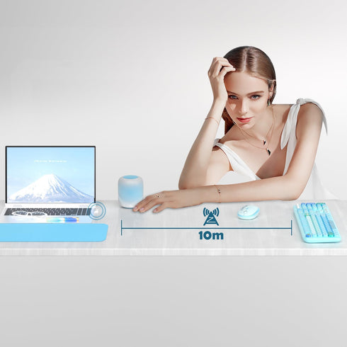 Wireless Keyboard Mouse Combo - MOFII 104 Round Keys Full-Size Cute Colorful Keyboard and Mouse for PC/Mac