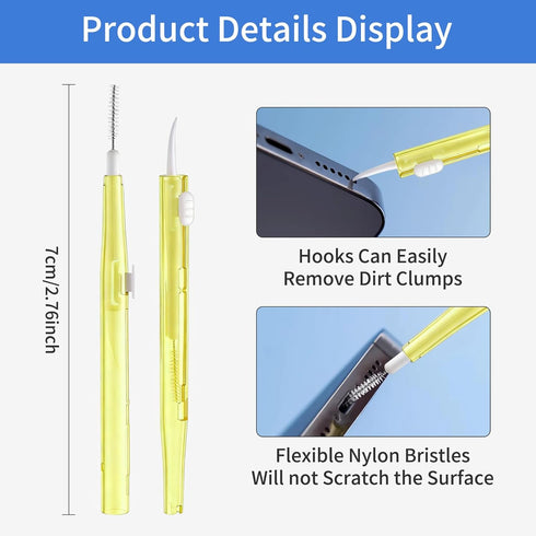 Volisau 10 Pcs Cell Phone Cleaning Kit,Charging Port Cleaner,Dual Sided Anti Clogging Nylon Brushes,Suitable for Clean