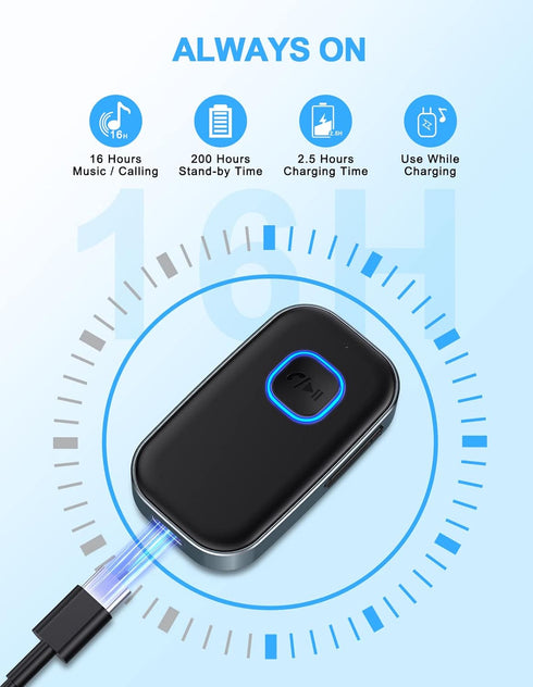 COMSOON Bluetooth AUX Adapter for Car, Noise Reduction Bluetooth Receiver for Music/Hands-Free Calls, Wireless Audio