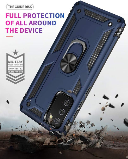 Galaxy A02S Case with HD Screen Protector, Military Grade Hybrid Hard PC Soft TPU, Shockproof Protective Case (Blue)