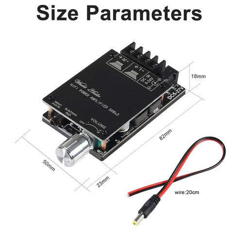 ZK-502C Bluetooth 5.0 Amplifier Board, 100w Dual Channel Audio Amp Board, Password Free Connect for Home Passive