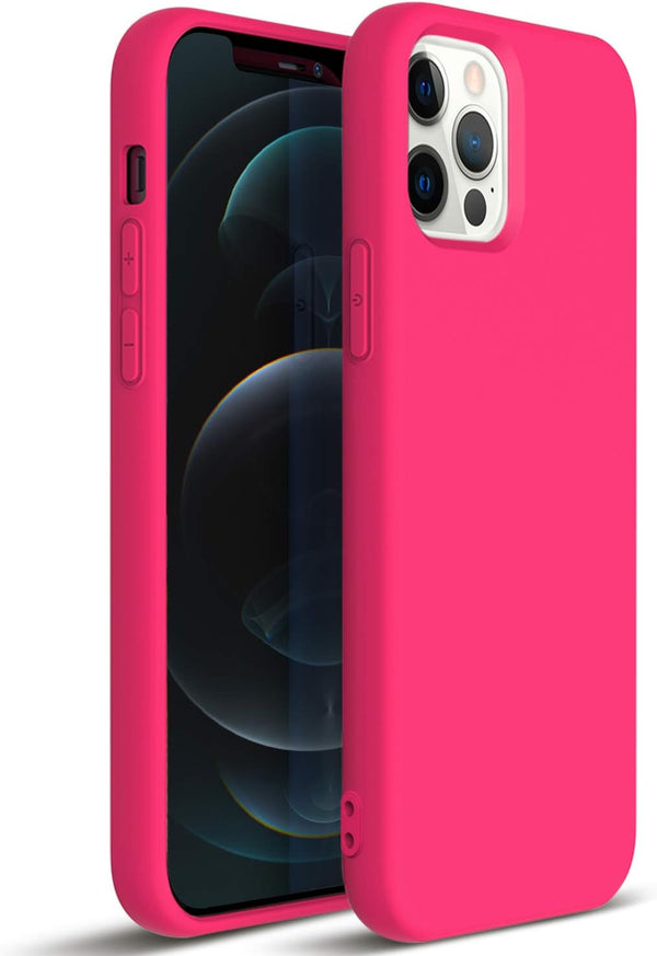 ZUSLAB Nano Silicone Case for iPhone 12 Pro Max - Shockproof Bumper Soft Full Protection Cover, Neon Pink