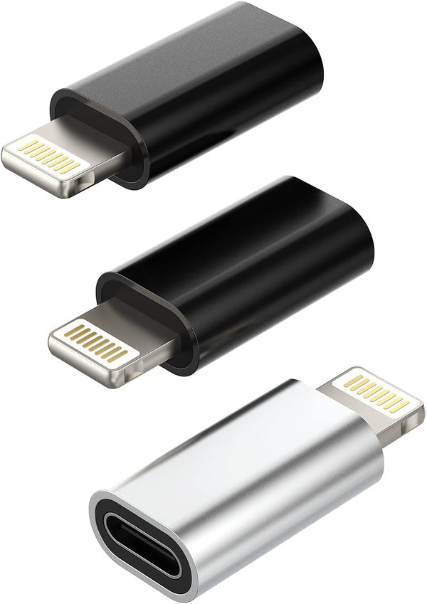 3-Pack USB C Female to Lightning Male Adapter, Fast Charging, Reliable, Premium Material, 1 Year Warranty