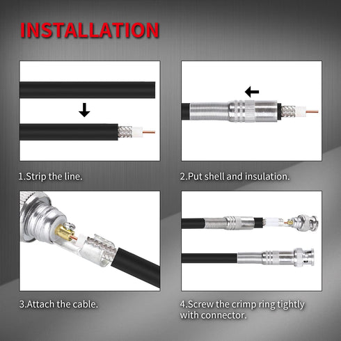 DAIERTEK 24pcs RG59 RG6 BNC Connectors, Male Solderless Compression Connector for CCTV Coax Cable