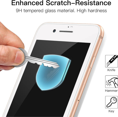 JETech Full Coverage Screen Protector for iPhone SE 3 (2022)/SE 2 (2020)/8/7, 4.7-Inch, White Edge Tempered Glass