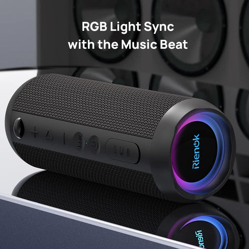 RIENOK Portable Bluetooth Speaker, 30W Dual Pairing, IPX7 Waterproof, True Wireless Stereo HD Sound for Home, Party