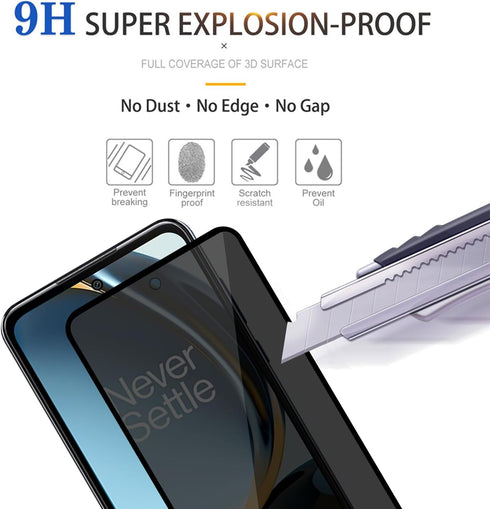 OnePlus Nord N30 5G Privacy Screen Protector 2 Pack - Ultra HD Anti-Spy Tempered Glass, 9H Scratch-Resistant, Easy