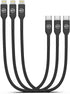 GALVANOX Short Lightning Charging Cable, 3 Pack, Apple MFi Certified USB C to Lightning, 1ft Braided Charger Cords
