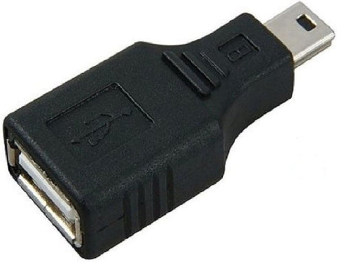 USB 2.0 Type A to Mini USB 5-Pin Adapter - 2 Pack, Black