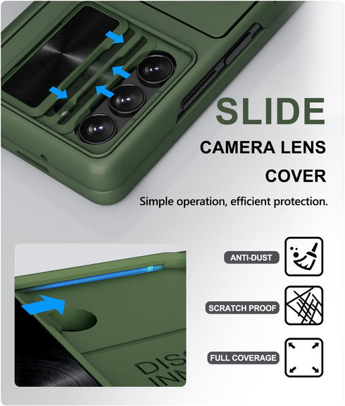 Wallet Case for Samsung Galaxy Z Fold 5 - Heavy Duty Rugged Phone Case with Screen Protector & Hinge Protection - Slide