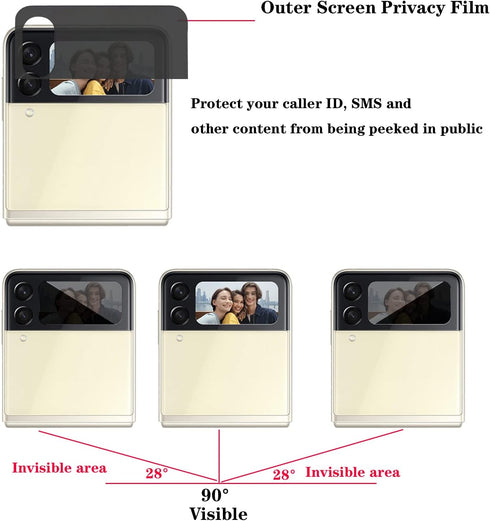 3 Pack Privacy Matte Screen Protector for Samsung Galaxy Z Flip 4 5G 2022, Anti-Peep Outside + Inside Screen Protector