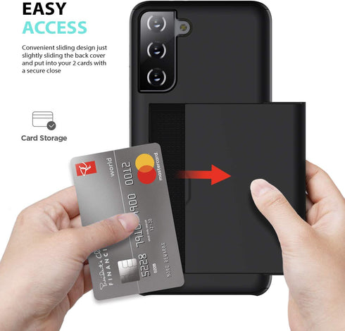 ZUSLAB Wallet Case for Samsung Galaxy S21 5G, Shockproof Anti Scratch Cover with Card Holder and Screen Protector