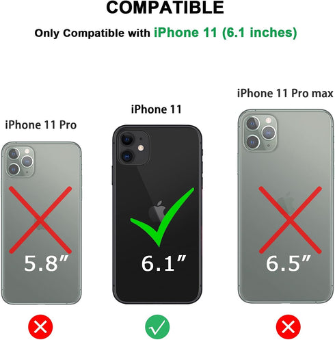 TENDLIN Black Compatible with iPhone 11 Case, Wood Grain with Carbon Fiber Texture Design Leather Hybrid