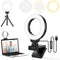 Ring Light for Laptop/Computer, 4'' Small Video Conference Lighting with Tripod, 3 Light Modes & 10 Brightness