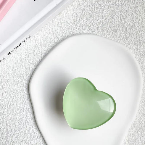 White Heart Phone Holder Stand griptok, Glass, Crystal, Cute, Pretty, Resin, ABS, Acrylic, epoxy(GT-002)