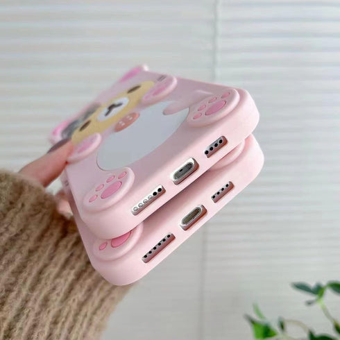3D Cute Cartoon Bear Phone Case for iPhone 14 Pro Max, Fashionable Funny Pink Bear Design, Soft TPU Protective Cover