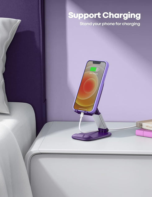 Lamicall Purple Phone Stand for Desk - Dark Purple Holder Compatible with iPhone 13 Pro Max Mini, 12 11 XR X 8 7 6 Plus