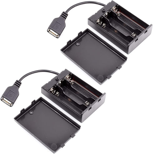 LVFEIFAN 2PCS 3 x 1.5V AA Battery Holder, 3 AA Battery Case Box