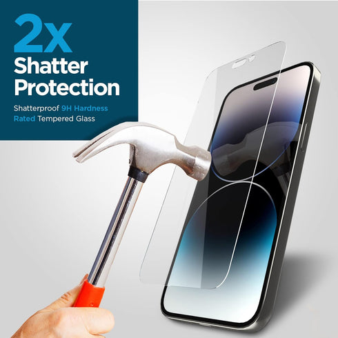 Case-Mate iPhone 14 Pro Max Screen Protector - 6.7 Inch, Anti-Scratch Tempered Glass with Shatter Protection, Easy to