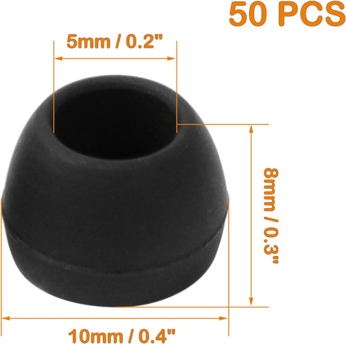 uxcell 50 Pcs Black Soft Silicone Earbud Tips, 10x8mm, 5mm Inner Hole, Compatible with Most In-Ear Headsets.