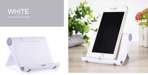 Cell Phone Multi-Angle Stand Holder Mount Cradle Organizer Charger Station Tablet Desktop Bed Office School Kitchen Travel Foldable Portable Adjustable Universal Smartphones (White)