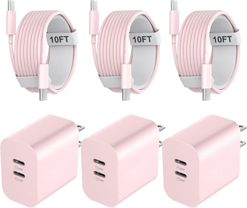 Phone 15/15 Pro Max Charger, 20W Type C Fast Wall Charger with 10FT USB-C to C Cable for iPhone