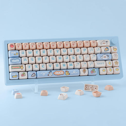 PBT Keycaps 139 Keys Duck Cute Keycap Set, MOA Profile Custom Dye-Sublimation for Cherry Gateron MX Switches