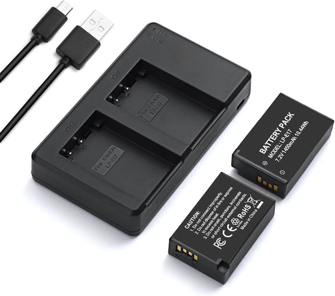 LP-E17 Battery Pack + Dual USB Charger for E RP, Rebel T7i, T6i, T6s, M6, M5, M3, SL3, SL2, 77D, 8000D