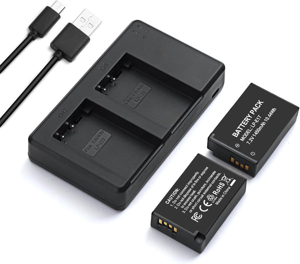 LP-E17 Battery Pack + Dual USB Charger for E RP, Rebel T7i, T6i, T6s, M6, M5, M3, SL3, SL2, 77D, 8000D
