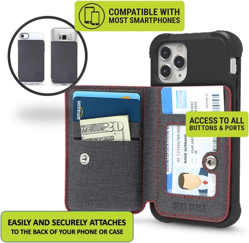 Cell Phone Wallet for Back of Phone, Stick On Credit Card ID Holder with RFID Protection, White Marble