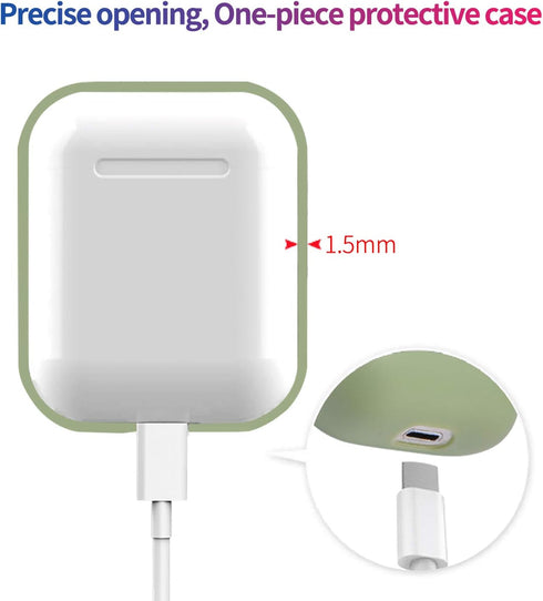 MAYCARI Cute Frog Case for AirPods 2&1 with Keychain, Green Animals Design Protective Soft TPU Cover