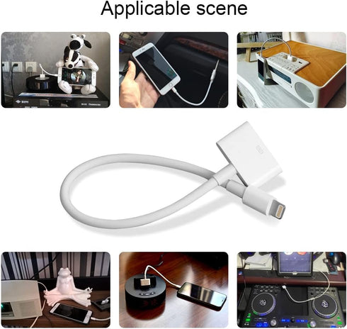 Lightning to 30-Pin Adapter, iPhone Charging Data Sync Connector Cable, 8-Pin Male to 30-Pin Female, Compatible with