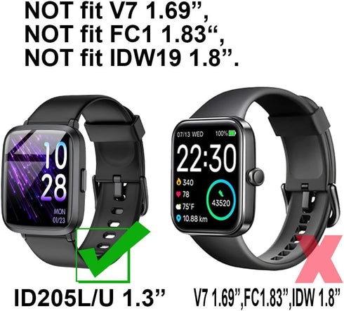 3D Screen Protector Compatible with 1.3 inches ID205L Smart Watch, 3-PACK for ID205 Series