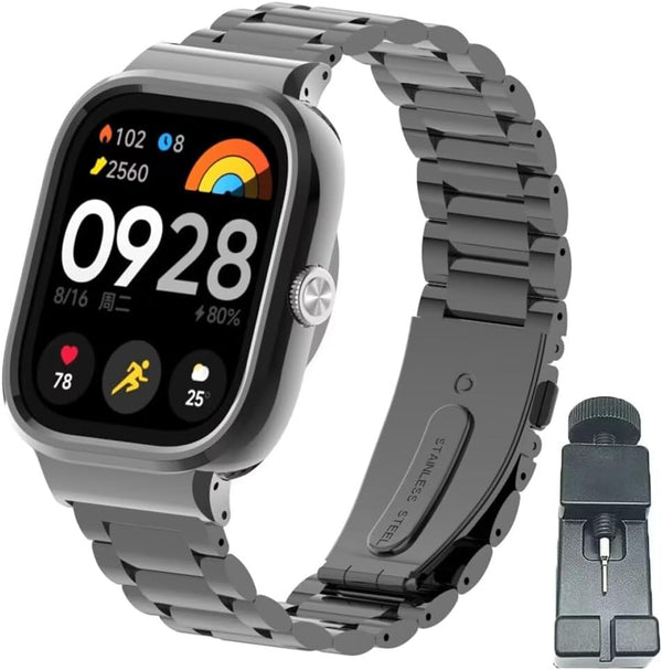 Compatible Bands for Xiaomi Redmi Watch 4, Stainless Steel Metal Replacement Strap Bracelet Accessories