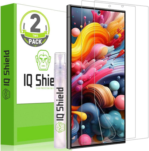 IQShield 2 Pack Clear TPU Film Screen Protector for Samsung Galaxy S24 Ultra, Bubble-Free Installation,