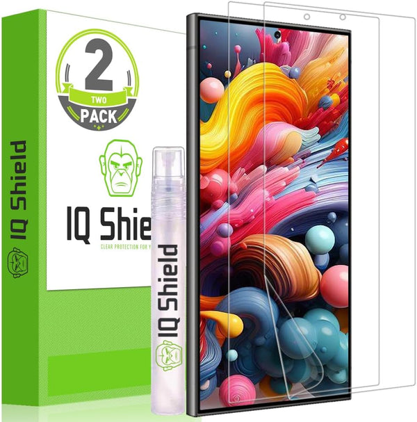 IQShield 2 Pack Clear TPU Film Screen Protector for Samsung Galaxy S24 Ultra, Bubble-Free Installation,