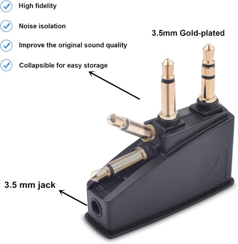QC15 Airplane Headphone Adapter Compatible with Bose 700 QuietComfort 2 QC3 QC45 QC35 QC35ii QC15 QC25 QC20 NC700 SoundLink SoundLinkII AE2 AE2i AE2W and More Headphones, Golden Plated 3.5mm Jack