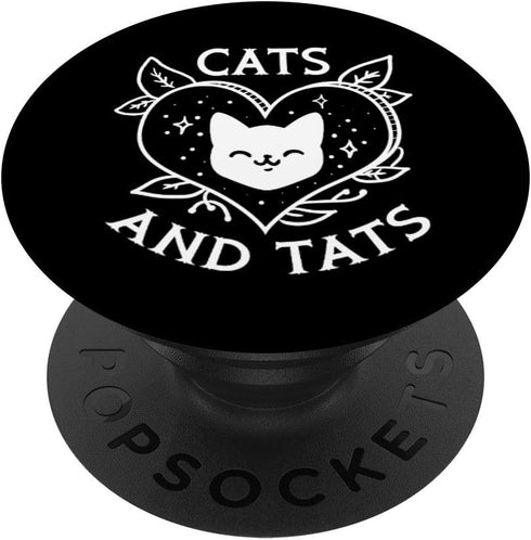 Funny Cats and Tats Tattoo Art Design PopSockets Swappable PopGrip