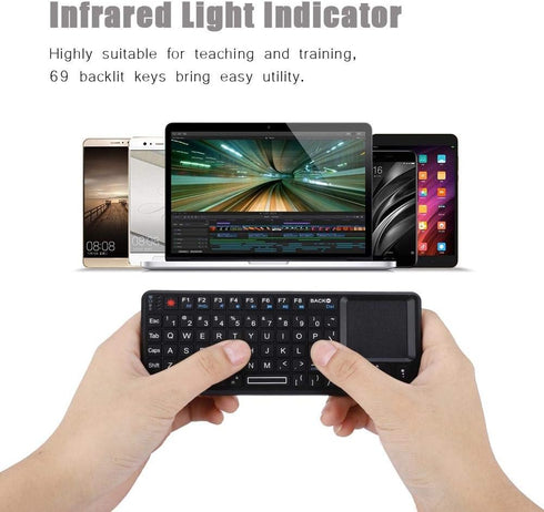2.4GHz Wireless Touchpad Keyboard - Ultra Mini Thin USB Backlit - Lightweight Rechargeable - Plug and Play for HTPC,